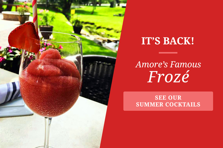Our Amore Frozé is back! All cocktails are crafted with housemade natural syrups and fresh market juices